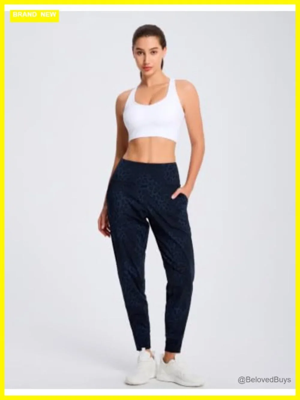 Polyamide Spandex Joggers with Pockets Tummy Control Tapered Ankle